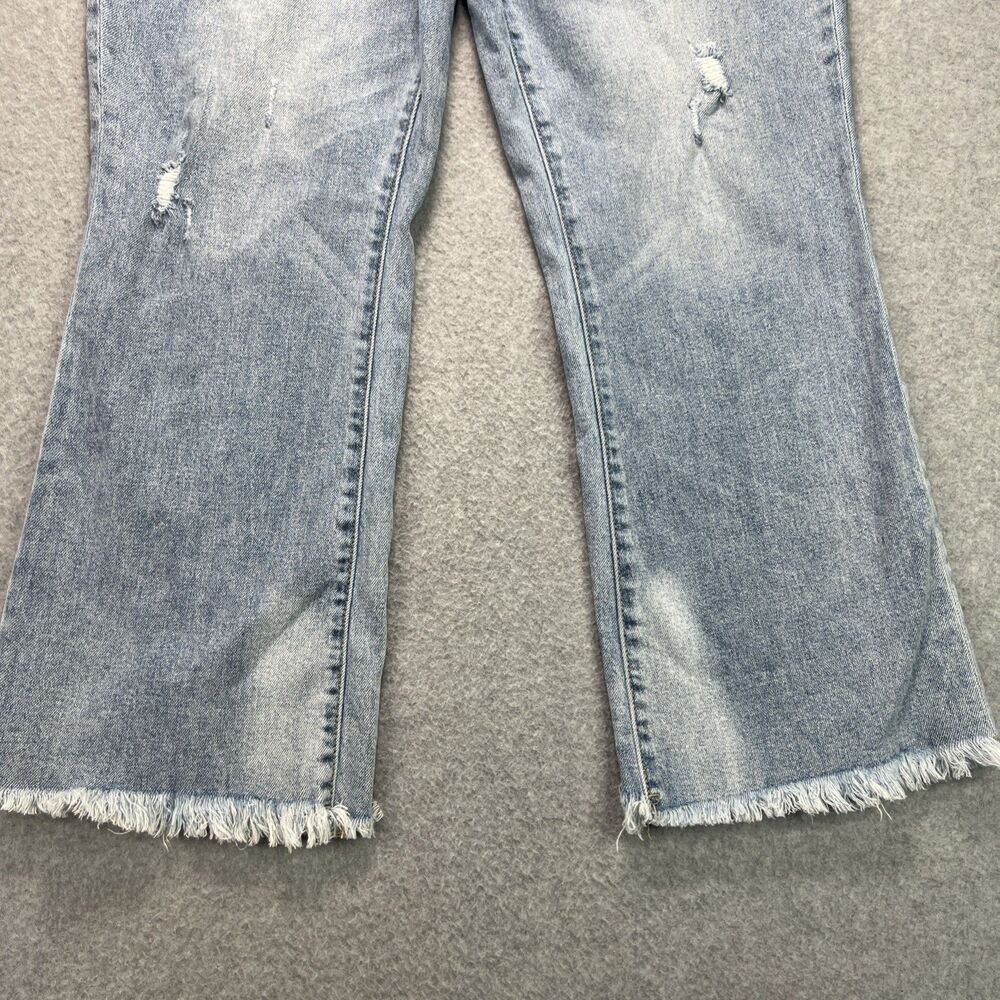 Liverpool Jeans Hannah Crop Flare Leg 12/31 Blue Distressed Denim Fray Hem Boho - Picture 3 of 16